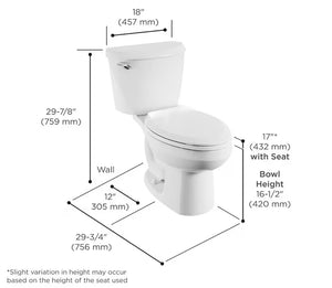 Mainstream 4.8L Chair Height Elongated 2-Piece Toilet in White with a Slow Close Toilet Seat