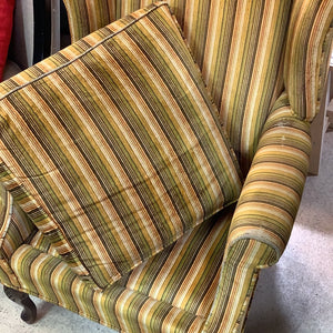 Striped Wingback Chair