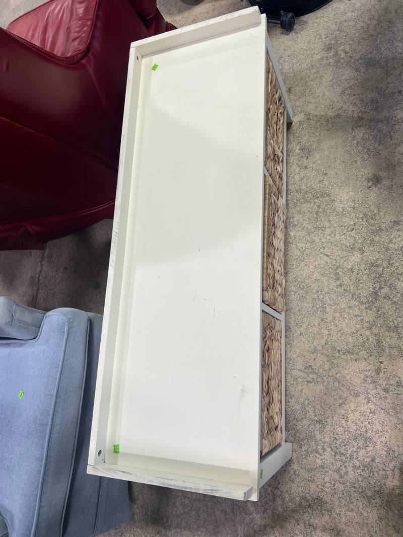 Cream Bench/Storage Unit with Wicker Drawers