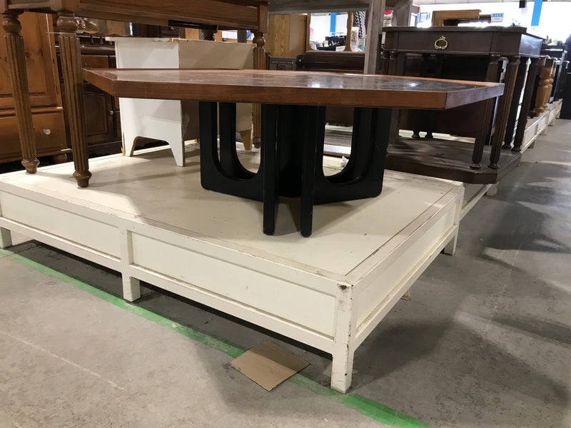 Large Hexagon Rose Wood coffee table with Egyptian Motif on a brass dalay