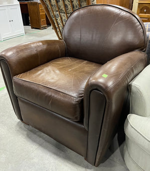 Small Brown Faux Leather Armchair
