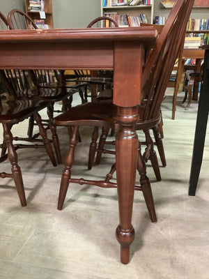 Solid Maple Table with 8 Windsor Style Chairs
