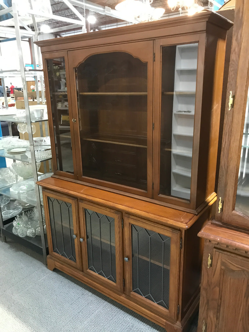 Short Hutch Buffet With underneath Glass Cabinet Storage