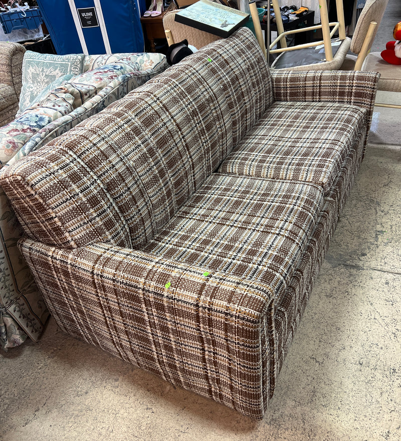 Vintage Plaid Herculon Sleeper Sofa