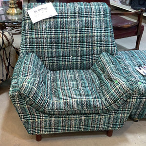 Green Plaid Tall Armchair