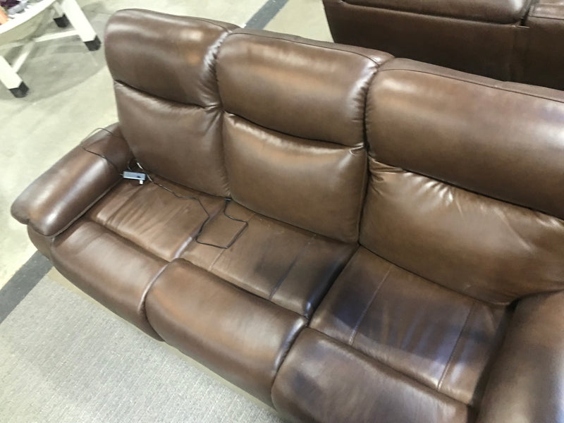 Dark Brown Leather Powered Recliner 3-Seater Sofa