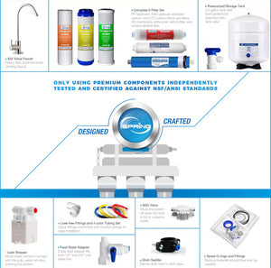 iSpring NSF Certified 75 GPD, 6-Stage Reverse Osmosis System, pH+ Alkaline Remineralization