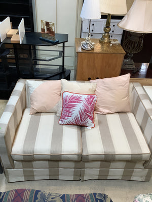 2 Piece Tan & White Striped Couch