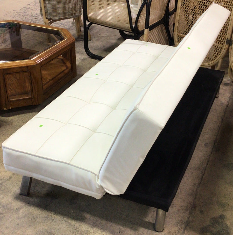 Modern White Leather Convertible Sofa