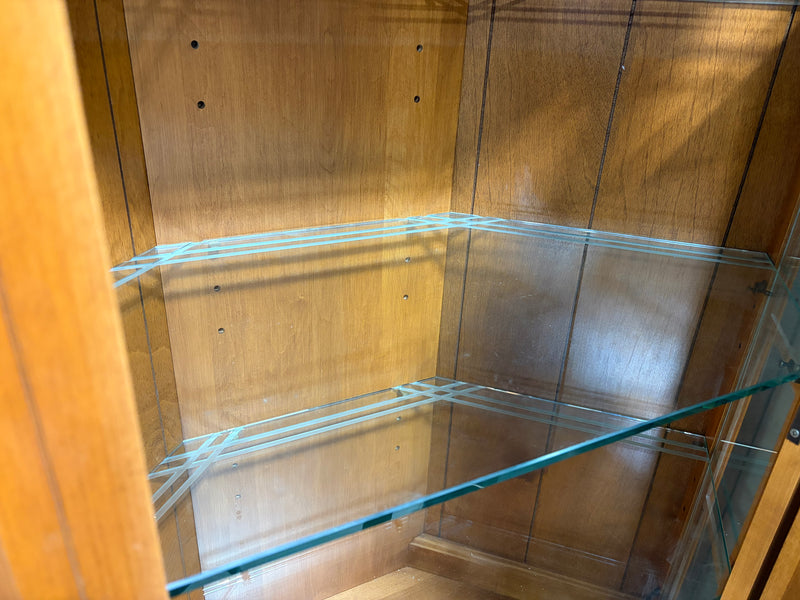 Vintage Wood Curio with Glass Shelves