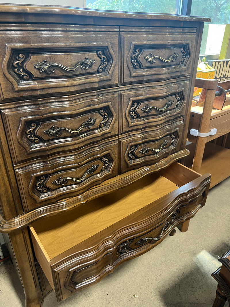 Mid-Century French Provincial Highboy Dresser