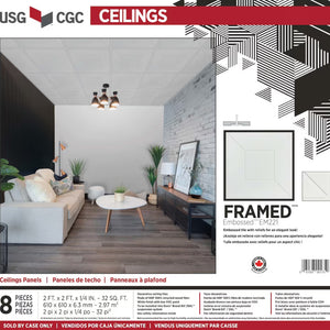 Framed Decorative Ceiling Panels 2 ft. x 2 ft. x 1/4 in. (Pack of 8)