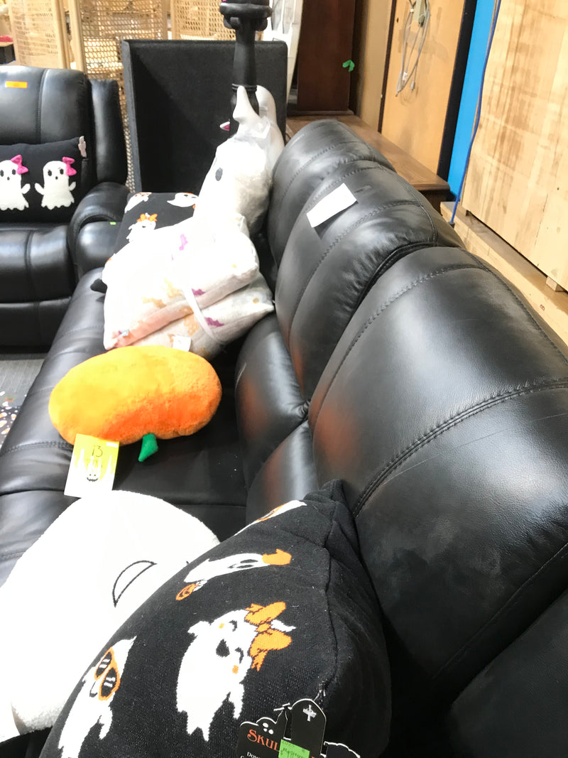 Leather Reclining 3-Seater Sofa In Black