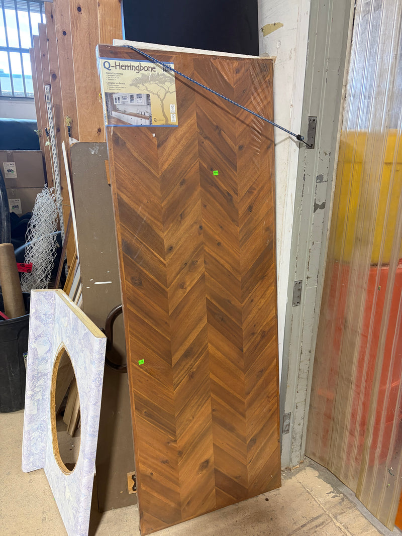 Natural Herringbone Acacia Straight Cut Kitchen Countertop