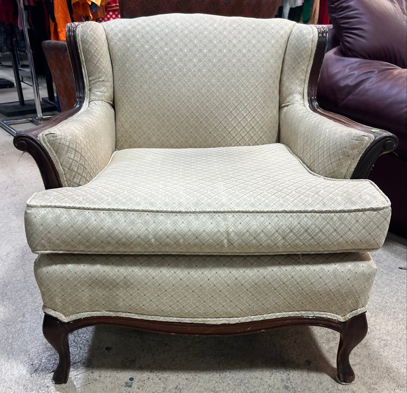 Vintage Beige Wingback Accent Armchair