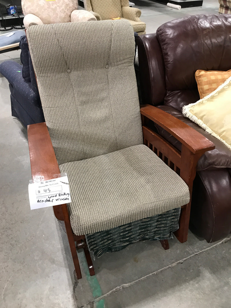 Wooden Rocking Chair With Cushions