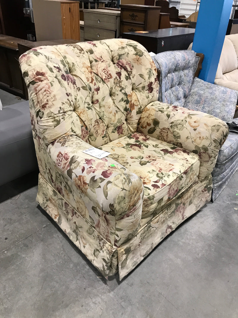 Cream Floral Arm Chair