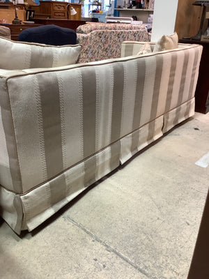2 Piece Tan & White Striped Couch