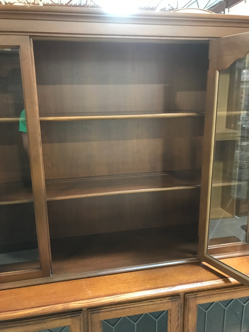 Short Hutch Buffet With underneath Glass Cabinet Storage