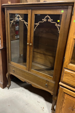 Antique Walnut Buffet with Glass Doors