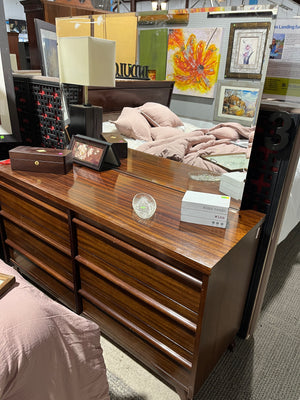 Teak MCM Set: Dresser, Vanity & Headboard