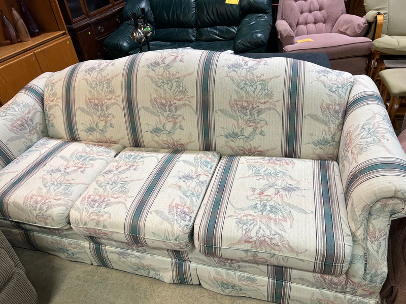 Vintage Traditional 3-Seater Sofa – Floral & Striped Upholstery