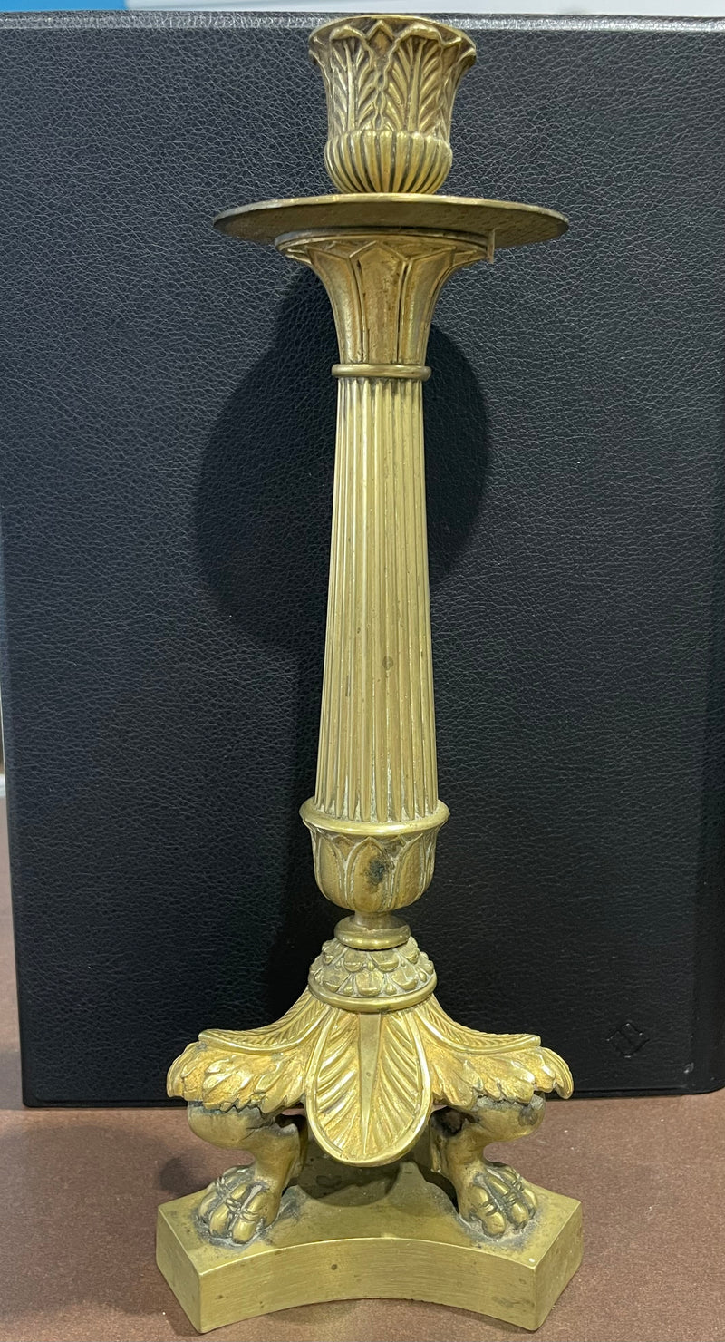 Pair of Antique French Empire - Restoration style gilt bronze candlesticks