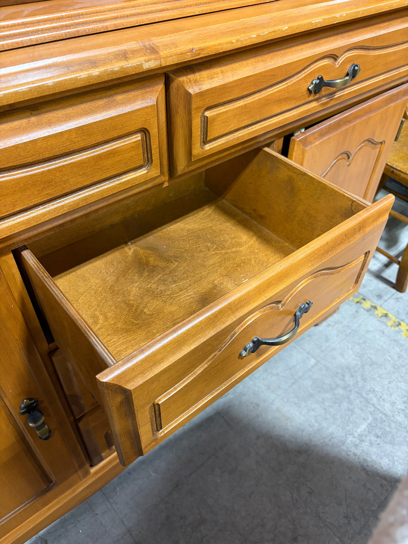 Solid Wood Display Hutch & Buffet Cabinet