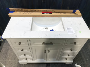 White Thompson Bath Vanity With 6 Drawers & Under Sink Storage