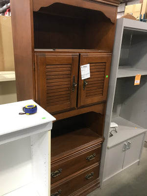 Brown Wooden Hutch With 2 Drawers & Cabinets