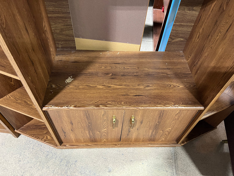 Classic Wooden Entertainment Center with Angled Display Shelves