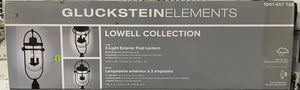 Lowell 3-Light 10” H Outdoor Post Mount Lantern Light Black Metal Finish with Clear Glass