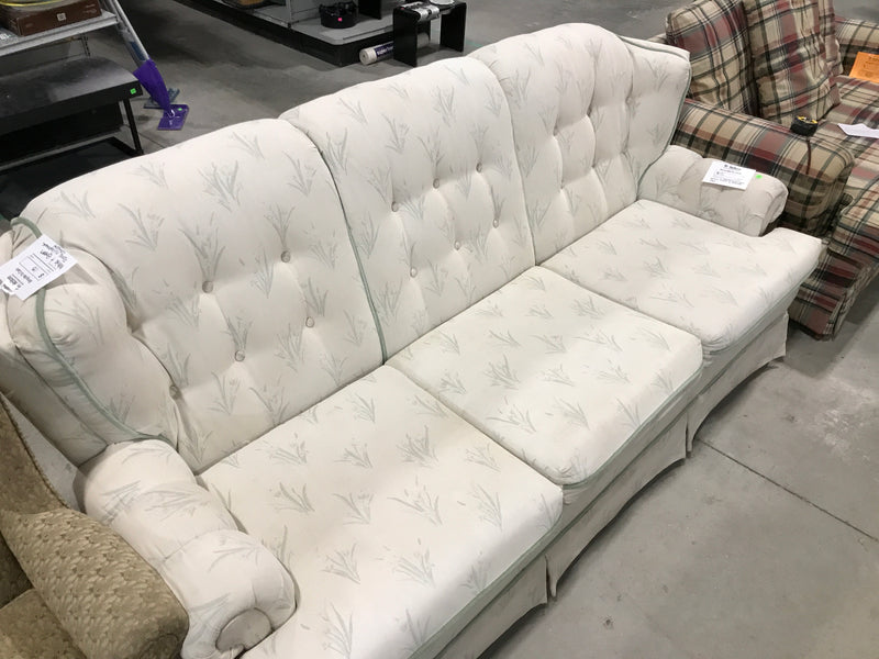 White & Light Green Floral 3 Seater sofa