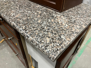 Brown Kitchen with Granite Countertops & Island