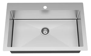 Dual Mount 31.5-inch 1-Hole Single Bowl Kitchen Sink in Stainless Steel