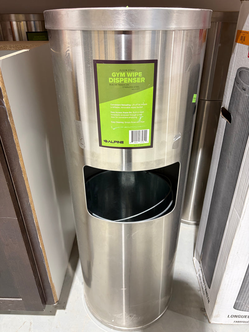 Alpine Stainless-Steel Gym Wet Wipe Dispenser with Built-in Trash Can