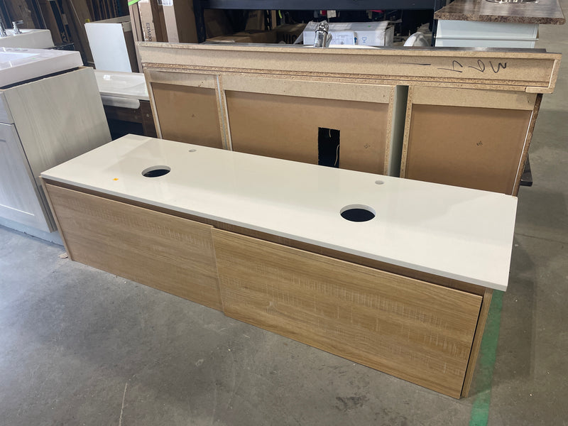 Floating Oak Vanity 72”