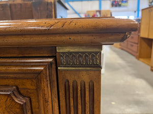 Vintage Solid Wood Dresser with Ornate Floral Detail