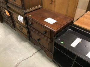 Reddish Wooden 2 Drawer Night Stand With Black Handles