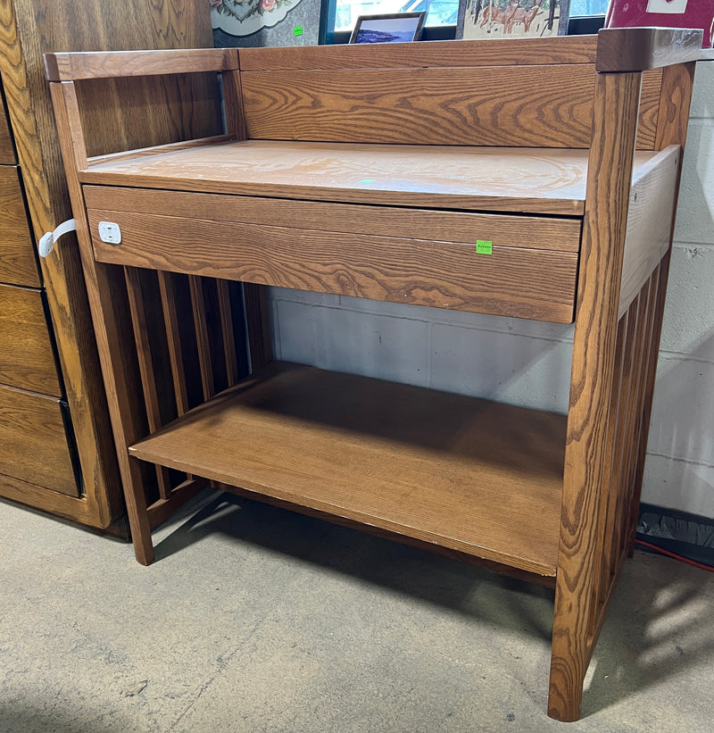Wood Changing Table with Golden Oak Finish