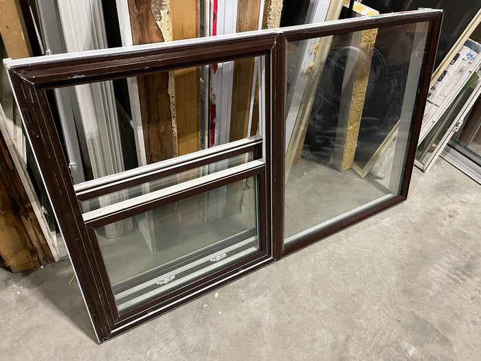 Brown Vinyl Double-Pane Sliding Window Set – Modern Efficiency with a Classic Look