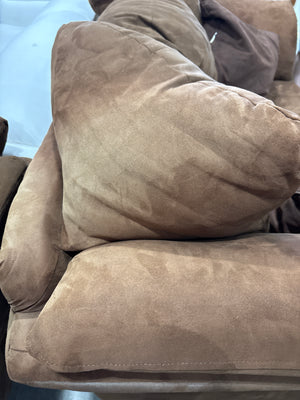 Brown Microsuede Plush Loveseat with Cushions