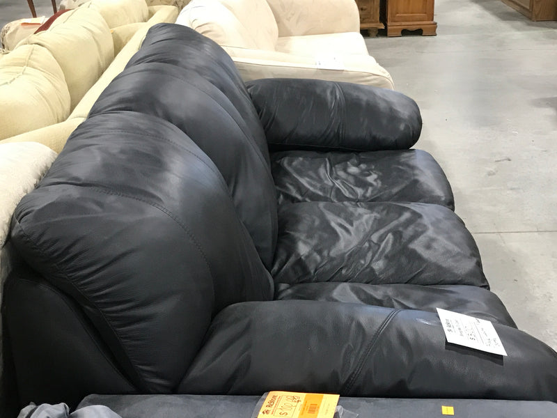 Black leather 3-seater sofa