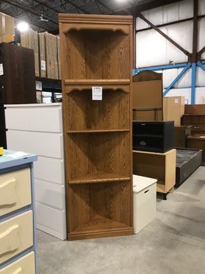 Wooden Corner Book Shelf With 5 Shelves For Storage