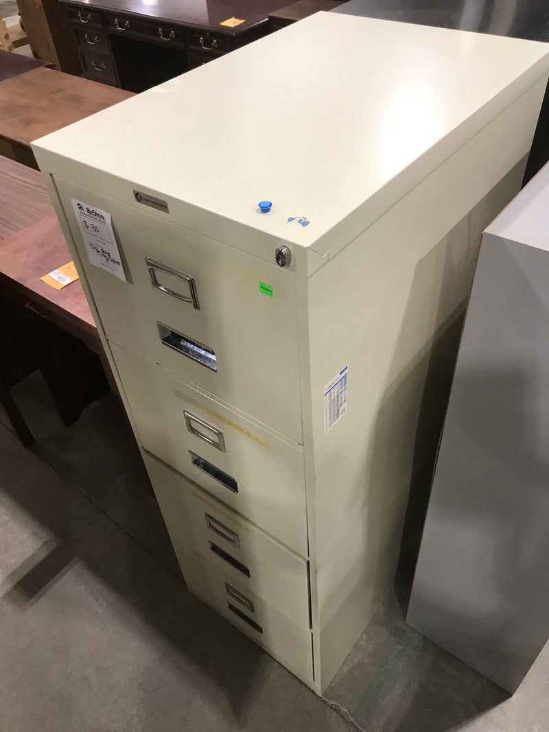 Tall Beige Filing Cabinet With 4 Drawers