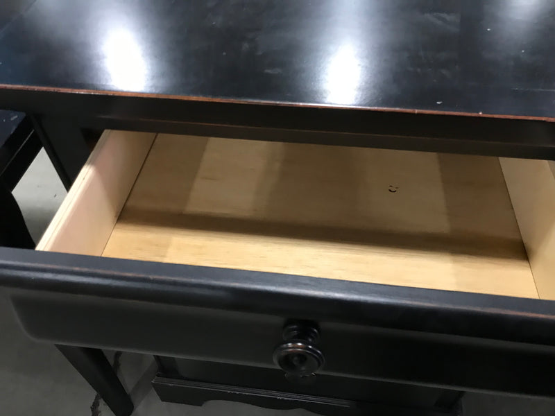Black Wooden Desk With 3 Drawers + Keyboard Tray