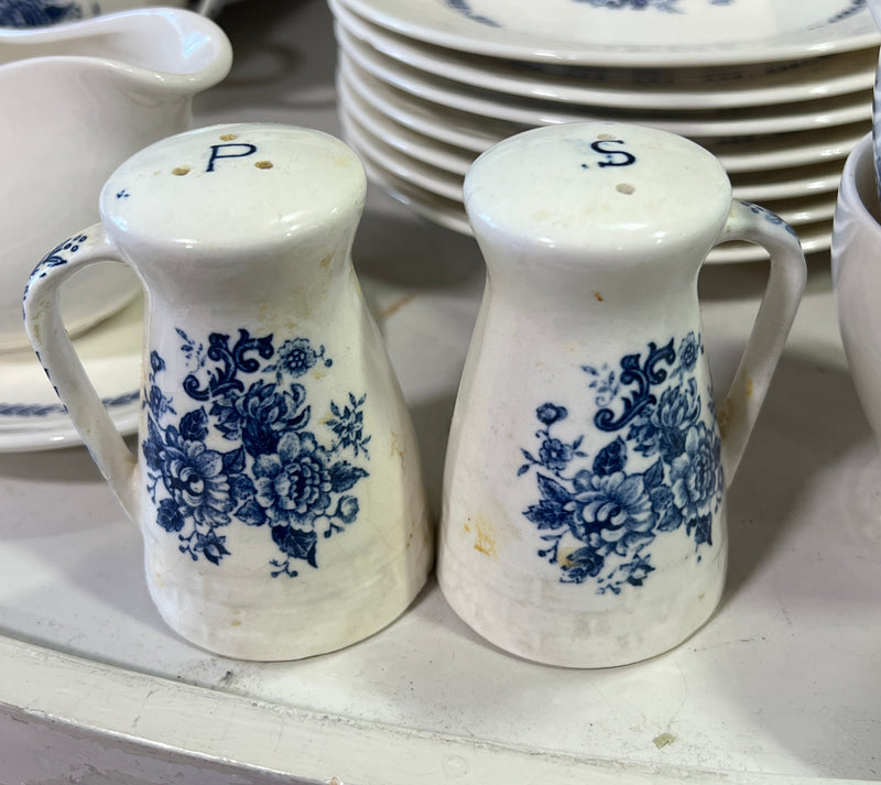 Vintage Royal Florence by Mayfair Blue & White Transferware China Set – 79 Pieces