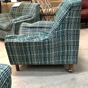 Green Plaid Tall Armchair