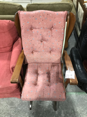 Wooden Framed Rocking Chair With Pink Floral Cushioning