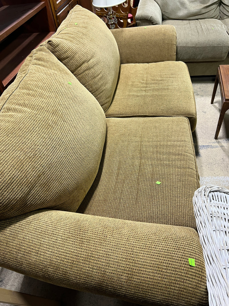 Casual Olive Ribbed Loveseat